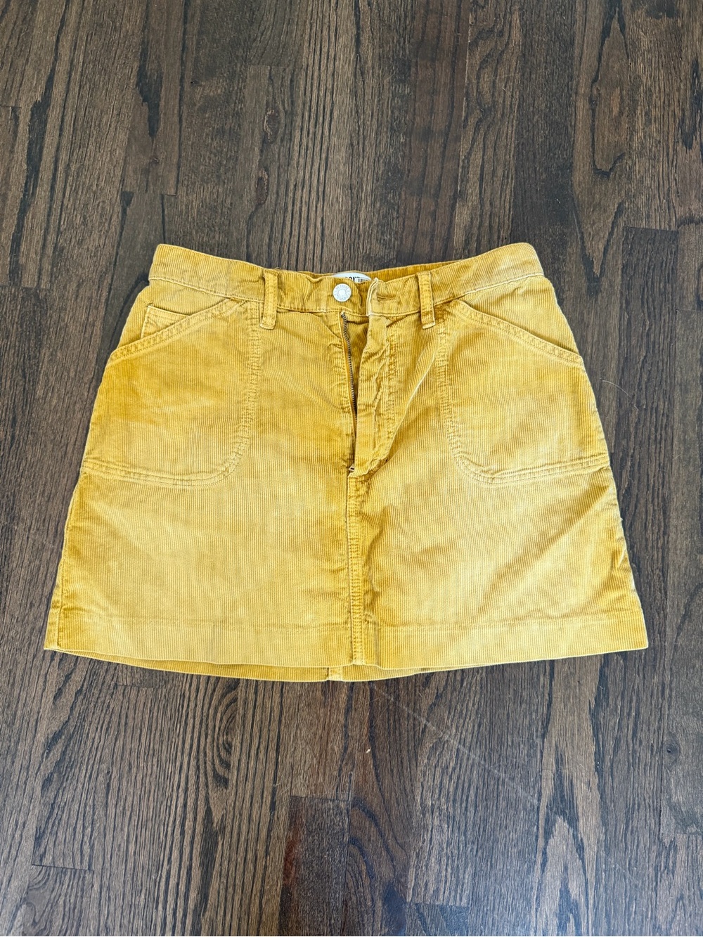 Re/Done Mustard Yellow Corduroy Mini Skirt